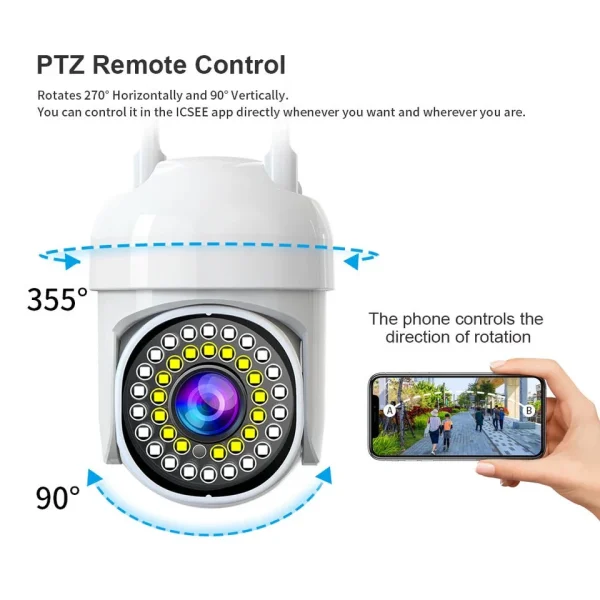 Set 4 X Camere de supraveghere, Wifi Detectie umana rotire rapida din aplicatie 4 X Carduri 32GB, Smart IP, Jortan - imagine 8