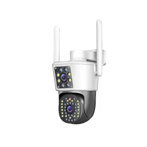 Camera de supraveghere WIFI, Cu 2 camere video integrate, 6MP, Full HD, exterior/Interior, Zoom Optic, procesor AI, rotire rapida din aplicatie, 2 lentile, vedere nocturna color, 65 LED-URI, senzor de miscare, lumina LED, inteligenta de urmarire, Rezistenta la apa