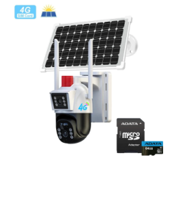 Camera de supraveghere 4G, Cu Panou Solar, 2 camere video integrate, 6MP, Full HD 4K, exterior/Interior 10X zoom, procesor AI, rotire rapida din aplicatie, 2 lentile, vedere nocturna color, senzor de miscare, lumina LED, inteligenta de urmarire,IP66