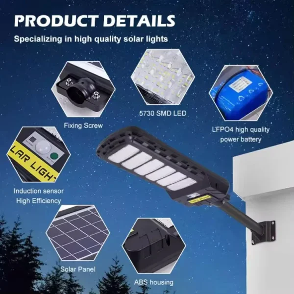 Lampa Solara LED 700W, Jortan,corp iluminat, cu incarcare solara, panou fotovoltaic, suport metalic, telecomanda - imagine 7