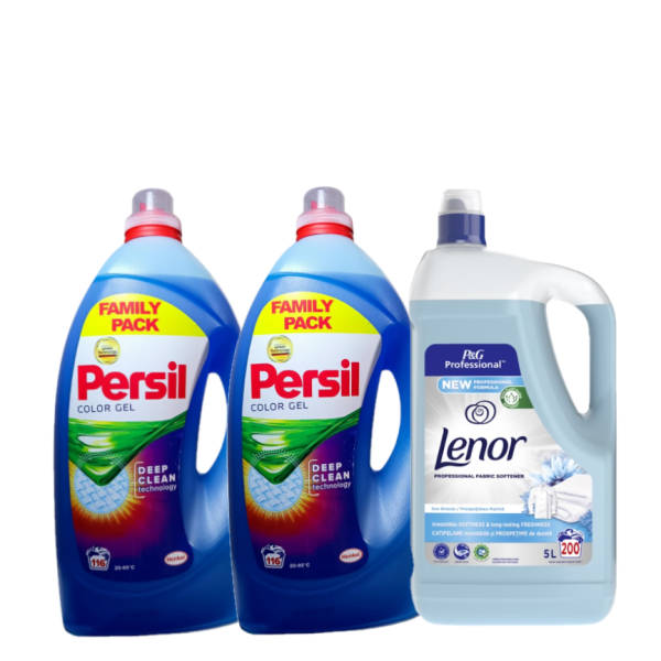 Pachet 2X Persil Color Gel Deep Clean 116 Spalari 5.8L + Balsam Lenor Fresh 5L