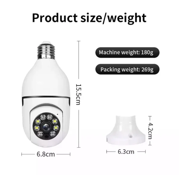 Set 2 X camere de supraveghere Cu Soclu, Tip Bec, Wi-Fi, Full HD, Detectare miscare, IP66, vedere nocturna color, Control din aplicatie, Alarma, Microfon Bidirectional - imagine 4