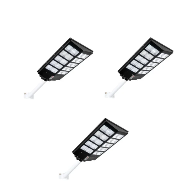 Set 3X Lampi solare LED stradala dubla Jortan® led smd, 1000 W, 3 moduri de functionare, Telecomanda de control, Suport metalic inclus