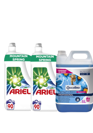 Pachet 2X Detergent Ariel Mountain Spring 4.5L + Balsam Coccolino Fresh 5L