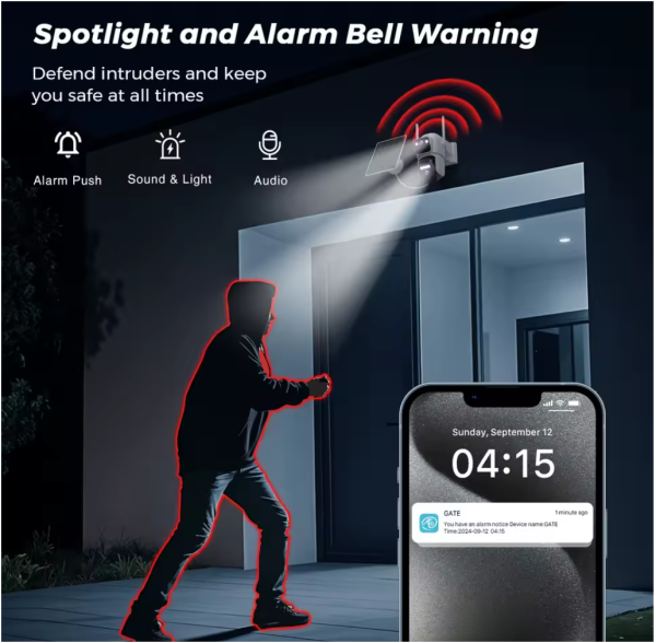 Camera de supraveghere 4G, Cu Panou Solar, 2 camere video integrate, 4 Lentile, 6MP, 4K, Vedere Panoramica, exterior/Interior 10X zoom, procesor AI, rotire rapida din aplicatie, vedere nocturna color, senzor de miscare, lumina LED, inteligenta de urmarire - imagine 11