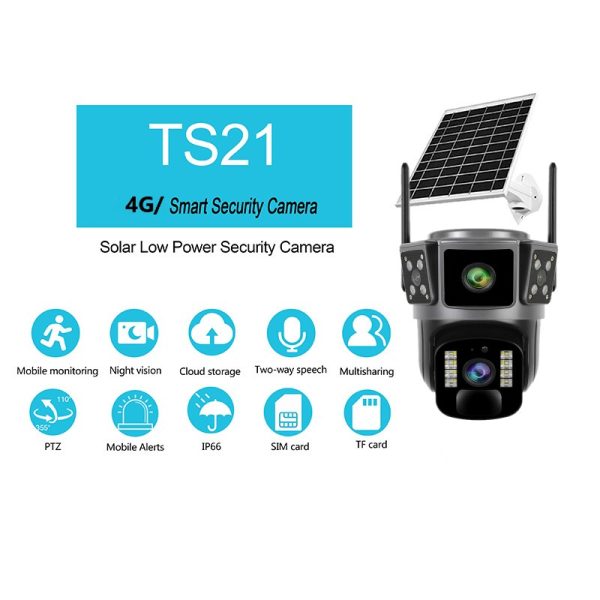 Camera de supraveghere 4G, Cu Panou Solar, 2 camere video integrate, 4 Lentile, 6MP, 4K, Vedere Panoramica, exterior/Interior 10X zoom, procesor AI, rotire rapida din aplicatie, vedere nocturna color, senzor de miscare, lumina LED, inteligenta de urmarire - imagine 9