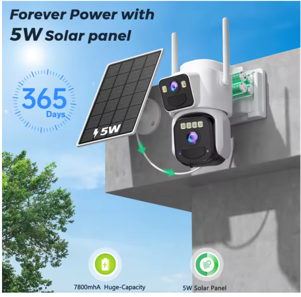 Camera de supraveghere 4G cu Panou Solar Dubla, 2 camere video integrate, 6MP, 4K, Vedere Panoramica, 2 lentile, 8X zoom, Detectare Umana, rotire rapida din aplicatie, vedere nocturna color, senzor de miscare, inteligenta de urmarire - imagine 16