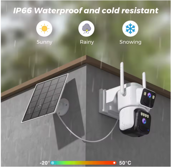 Camera de supraveghere 4G cu Panou Solar Dubla, 2 camere video integrate, 6MP, 4K, Vedere Panoramica, 2 lentile, 8X zoom, Detectare Umana, rotire rapida din aplicatie, vedere nocturna color, senzor de miscare, inteligenta de urmarire - imagine 12