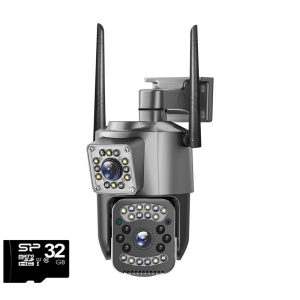 Camera de supraveghere WIFI Dubla, 2 camere video integrate, Rotire 360° ,6MP, 4K, Vedere Panoramica, 2 lentile, 10X zoom, Rezistenta la Apa, Detectare Umana, rotire rapida din aplicatie, vedere color noaptea, senzor de miscare, inteligenta de urmarire