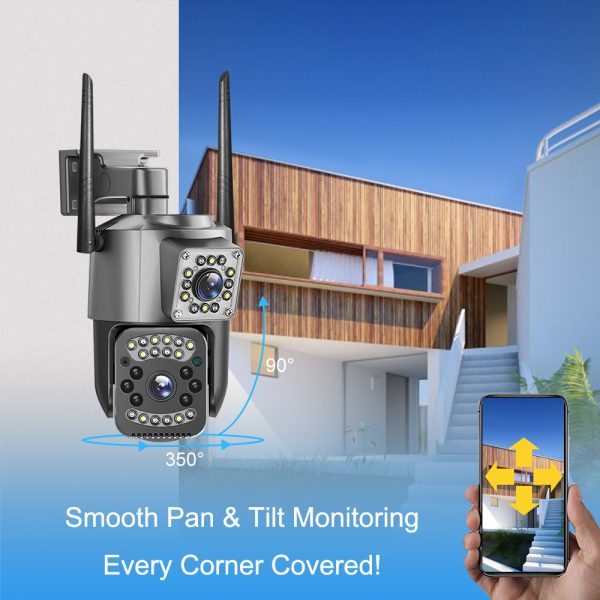 Camera de supraveghere WIFI Dubla, 2 camere video integrate, Rotire 360° ,6MP, 4K, Vedere Panoramica, 2 lentile, 10X zoom, Rezistenta la Apa, Detectare Umana, rotire rapida din aplicatie, vedere color noaptea, senzor de miscare, inteligenta de urmarire - imagine 8
