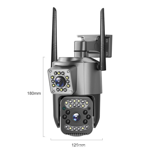 Camera de supraveghere WIFI Dubla, 2 camere video integrate, Rotire 360° ,6MP, 4K, Vedere Panoramica, 2 lentile, 10X zoom, Rezistenta la Apa, Detectare Umana, rotire rapida din aplicatie, vedere color noaptea, senzor de miscare, inteligenta de urmarire - imagine 4