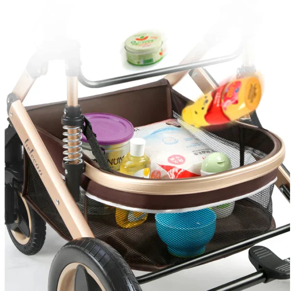 Carucior copii, 2 in 1, ultrapliabil, Landoul Reversibil, Multii Functional, Roti cu suspensii, Pliabil cu un singur Buton, sustinere dubla, maner reglabil, Model de Lux - imagine 4