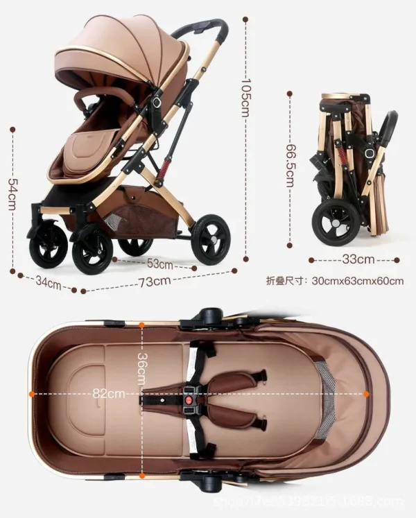 Carucior copii, 2 in 1, ultrapliabil, Landoul Reversibil, Multii Functional, Roti cu suspensii, Pliabil cu un singur Buton, sustinere dubla, maner reglabil, Model de Lux - imagine 13