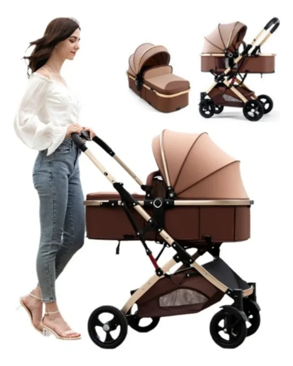 Carucior copii, 2 in 1, ultrapliabil, Landoul Reversibil, Multii Functional, Roti cu suspensii, Pliabil cu un singur Buton, sustinere dubla, maner reglabil, Model de Lux - imagine 2