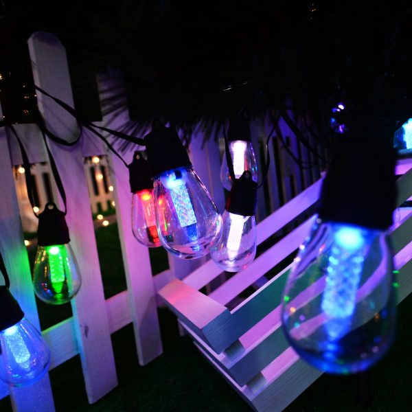 Ghirlanda Luminoasa solara RGB, 8 Moduri de Iluminare, 25M, Becuri LED G40, 3000K, Telecomanda inclusa, IP65, Autonomie Mare, lumina colorata - imagine 11