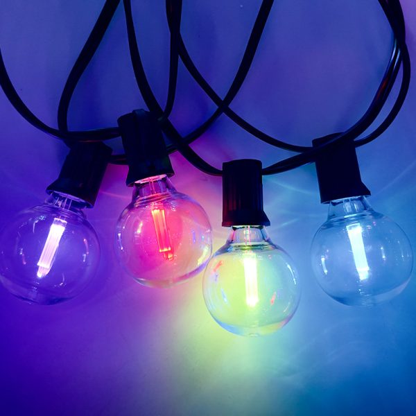 Ghirlanda Luminoasa solara RGB, 8 Moduri de Iluminare, 25M, Becuri LED G40, 3000K, Telecomanda inclusa, IP65, Autonomie Mare, lumina colorata - imagine 13