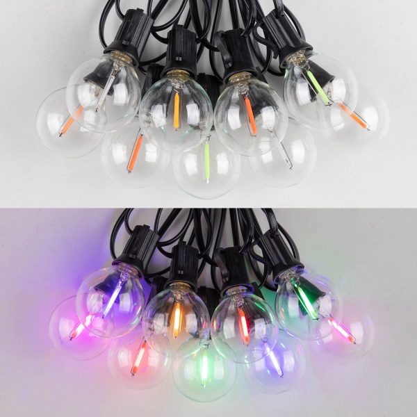 Ghirlanda Luminoasa solara RGB, 8 Moduri de Iluminare, 25M, Becuri LED G40, 3000K, Telecomanda inclusa, IP65, Autonomie Mare, lumina colorata - imagine 14
