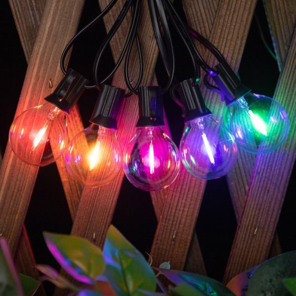 Ghirlanda Luminoasa solara RGB, 8 Moduri de Iluminare, 25M, Becuri LED G40, 3000K, Telecomanda inclusa, IP65, Autonomie Mare, lumina colorata - imagine 4