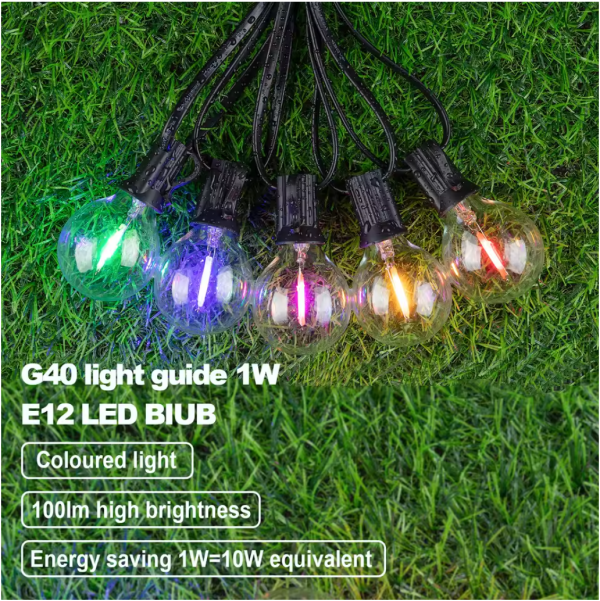 Ghirlanda Luminoasa solara RGB, 8 Moduri de Iluminare, 25M, Becuri LED G40, 3000K, Telecomanda inclusa, IP65, Autonomie Mare, lumina colorata - imagine 8