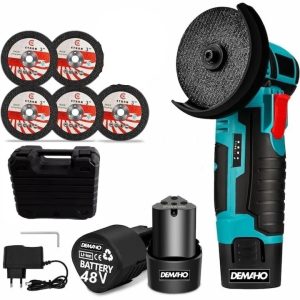 Mini polizor unghiular Flex Fara fir cu 2 Acumulatori 48V, 5 Discuri, 76 mm incluse, 19500 Rpm, 750W, 1500 mAh, Autonomie Mare