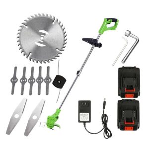 Motocoasa Electrica cu 2 Acumulatori 48V,Autonomie 4 ore 13000 mAh, Accesorii Incluse, Brat Extensibil, 9 Lame Diferite