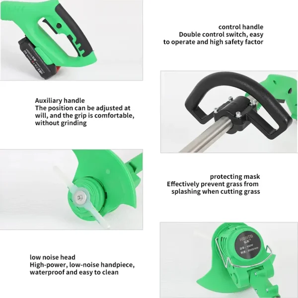 Motocoasa Electrica cu 2 Acumulatori 48V,Autonomie 4 ore 13000 mAh, Accesorii Incluse, Brat Extensibil, 9 Lame Diferite - imagine 6