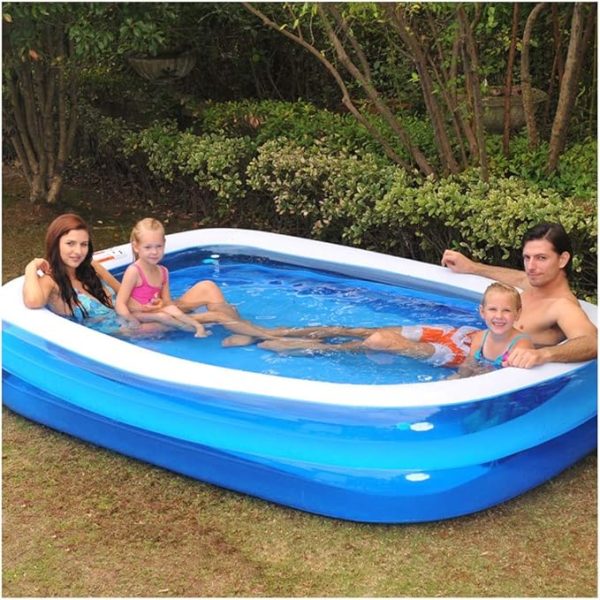 Piscina gonflabila Family XXL, cu Pompa electrica Cadou, Dimensiuni, 200 x 150 x 50 cm, 2 inele, Material Rezistent, Potrivita pentru copii si Adulti - imagine 7