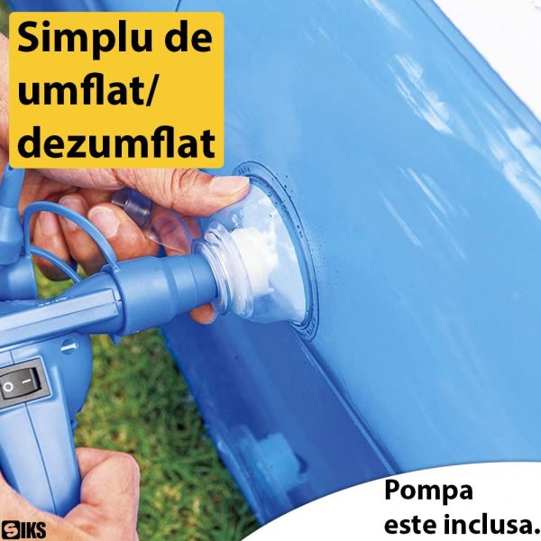 Piscina gonflabila Family XXL, cu Pompa electrica Cadou, Dimensiuni, 200 x 150 x 50 cm, 2 inele, Material Rezistent, Potrivita pentru copii si Adulti - imagine 4