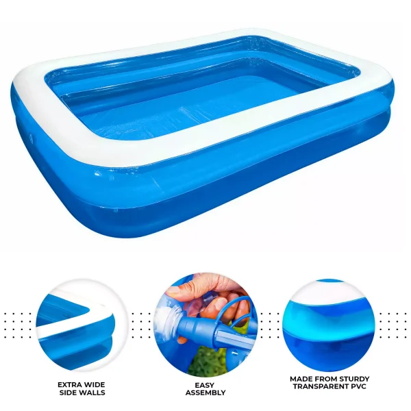 Piscina gonflabila Family XXL, cu Pompa electrica Cadou, Dimensiuni, 200 x 150 x 50 cm, 2 inele, Material Rezistent, Potrivita pentru copii si Adulti - imagine 9