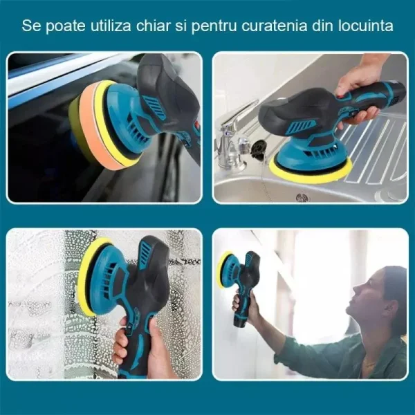 Aparat Polish Auto Profesional cu 2 Acumulatori 12V, 8 Viteze, 2500–5000 RPM, Orbital pentru Detailing - imagine 10