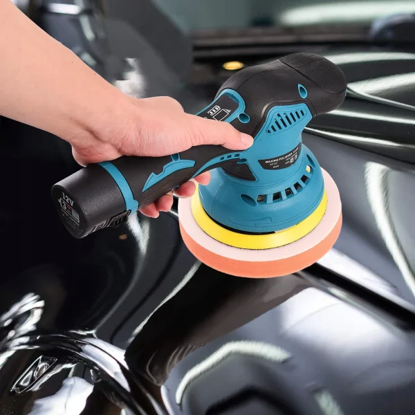 Aparat Polish Auto Profesional cu 2 Acumulatori 12V, 8 Viteze, 2500–5000 RPM, Orbital pentru Detailing - imagine 3