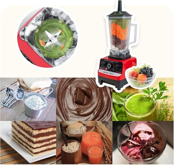Blender Profesional 2L, 2000W, 15 Trepte de Viteză, 2 în 1, Funcție Autocurățare, Mixare Rapidă - imagine 7