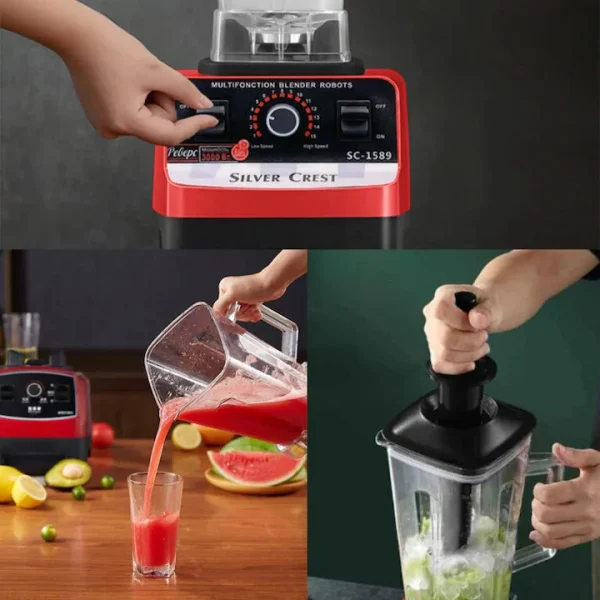 Blender Profesional 2L, 2000W, 15 Trepte de Viteză, 2 în 1, Funcție Autocurățare, Mixare Rapidă - imagine 9