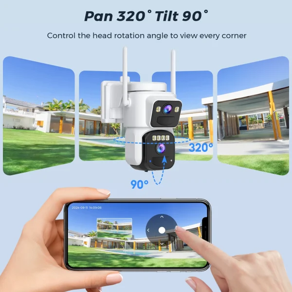 Camera de supraveghere 4G cu Panou Solar Dubla, 2 camere video integrate, 6MP, 4K, Vedere Panoramica, 2 lentile, 8X zoom, Detectare Umana, rotire rapida din aplicatie, vedere nocturna color, senzor de miscare, inteligenta de urmarire - imagine 8