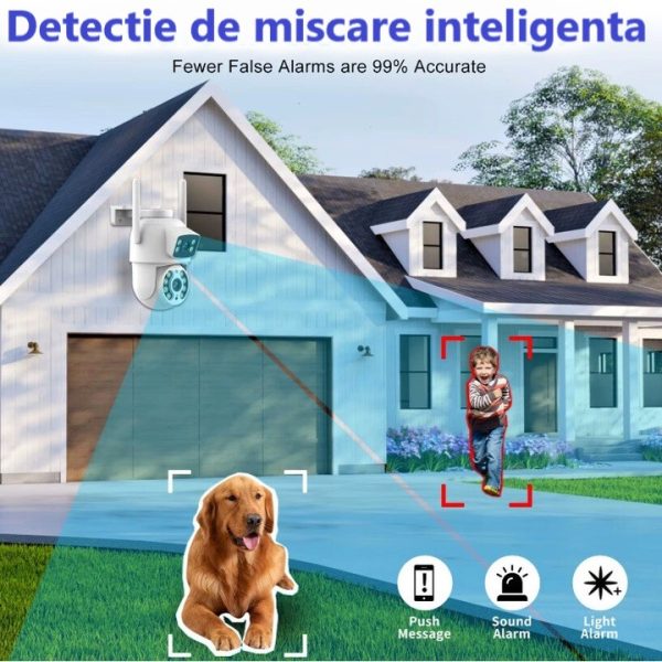 Camera de supraveghere Dubla WIFI, Cu 2 camere video Fixa si Mobila, Ultra HD 4K, 6MP, exterior/Interior 10X zoom, 2 lentile, vedere color noaptea, senzor inteligent de miscare - imagine 9