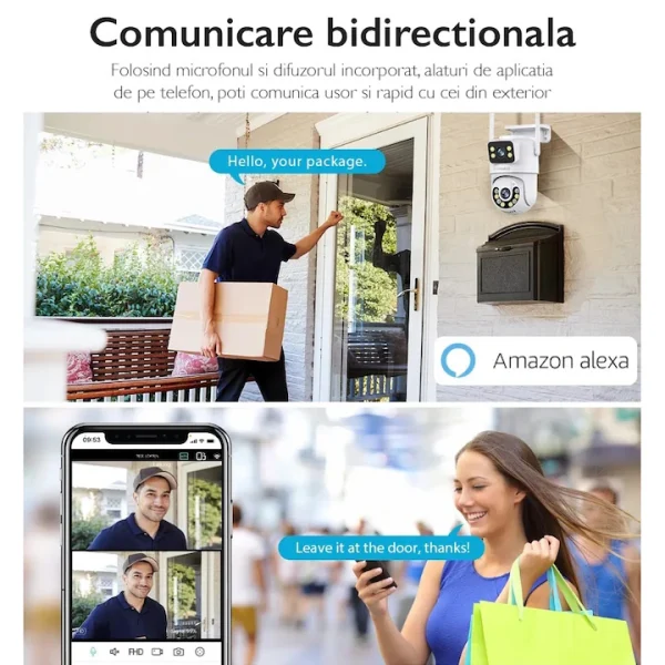 Camera de supraveghere Dubla WIFI, Cu 2 camere video Fixa si Mobila, Ultra HD 4K, 6MP, exterior/Interior 10X zoom, 2 lentile, vedere color noaptea, senzor inteligent de miscare - imagine 7