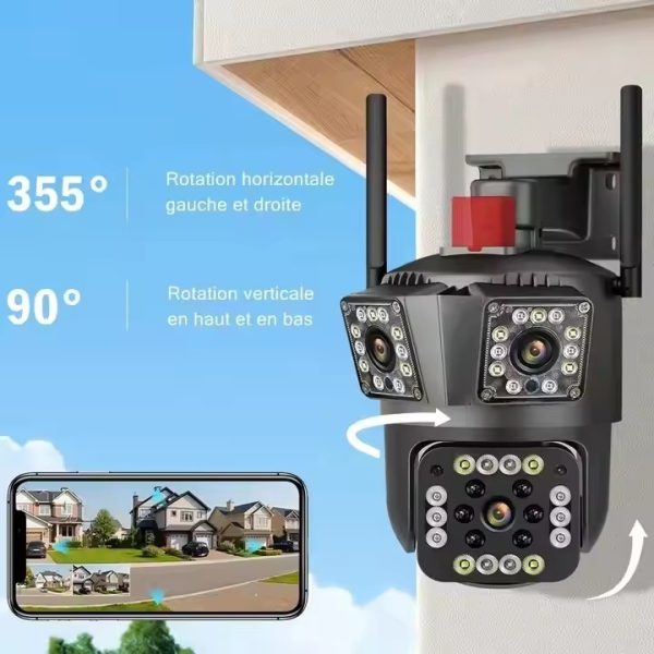 Camera de supraveghere Tripla Conexiune 4G si cablu de retea, 3 camere video integrate, 4 Lentile, 8MP, 4K, Vedere Panoramica, exterior/Interior 10X zoom, procesor AI, vedere nocturna color, senzor de miscare, lumina LED, inteligenta de urmarire - imagine 8