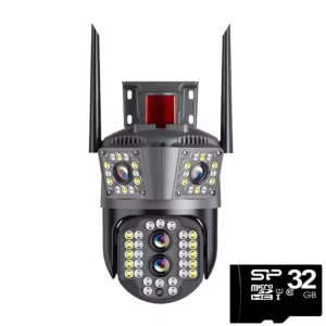 Camera de supraveghere Tripla Conexiune 4G si cablu de retea, 3 camere video integrate, 4 Lentile, 8MP, 4K, Vedere Panoramica, exterior/Interior 10X zoom, procesor AI, vedere nocturna color, senzor de miscare, lumina LED, inteligenta de urmarire