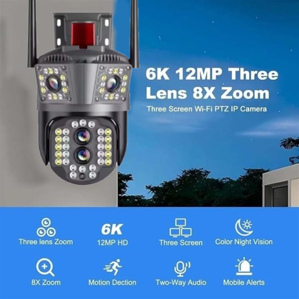 Camera de supraveghere Tripla Conexiune 4G si cablu de retea, 3 camere video integrate, 4 Lentile, 8MP, 4K, Vedere Panoramica, exterior/Interior 10X zoom, procesor AI, vedere nocturna color, senzor de miscare, lumina LED, inteligenta de urmarire - imagine 7