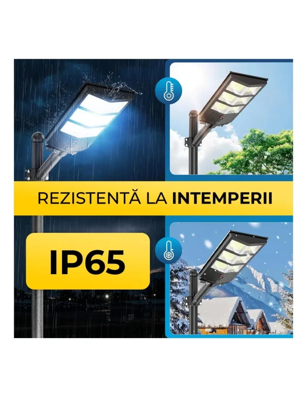 Lampa Solara Dubla LED Jortan, 1600W, Telecomanda, Suport metalic inclus, Unghi Larg de iluminare, Autonomie extinsa, Senzor de miscare si de Lumina, Panou Solar Monocristalin - imagine 7