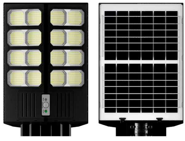 Lampa Solara Dubla LED Jortan, 1600W, Telecomanda, Suport metalic inclus, Unghi Larg de iluminare, Autonomie extinsa, Senzor de miscare si de Lumina, Panou Solar Monocristalin