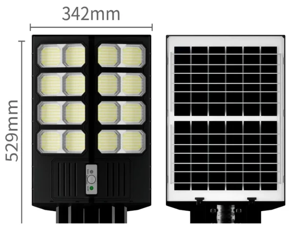 Lampa Solara Dubla LED Jortan, 1600W, Telecomanda, Suport metalic inclus, Unghi Larg de iluminare, Autonomie extinsa, Senzor de miscare si de Lumina, Panou Solar Monocristalin - imagine 3