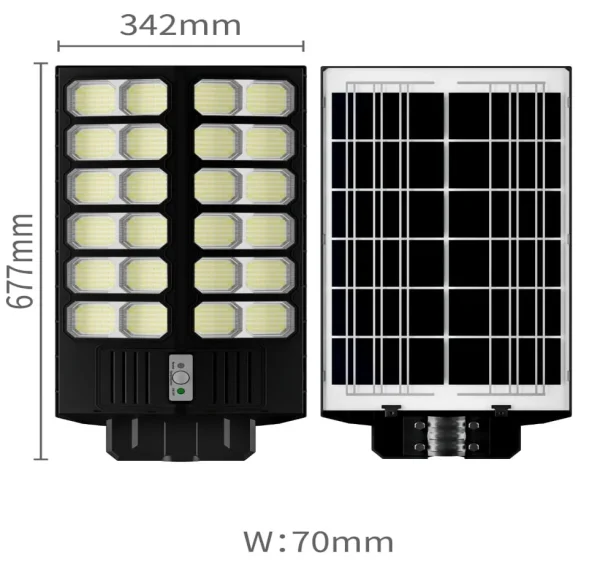 Lampa Solara Dubla LED Jortan, 2400W, Telecomanda, Suport metalic inclus, Unghi Larg de iluminare, Autonomie extinsa, Senzor de miscare si de Lumina, Panou Solar Monocristalin - imagine 3