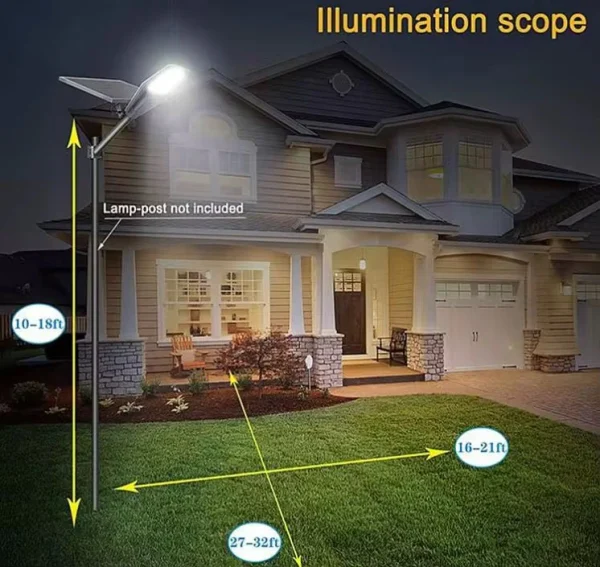 Lampa solara stradala LED, JORTAN, 600W, IP 66, Suport metalic inclus,Telecomanda de control cu panou fotovoltaic orientabil inclus - imagine 4