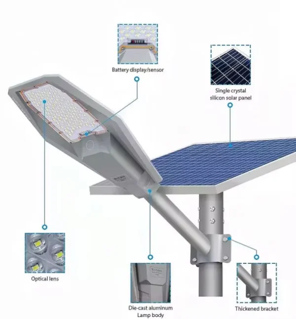 Lampa solara stradala LED, JORTAN, 600W, IP 66, Suport metalic inclus,Telecomanda de control cu panou fotovoltaic orientabil inclus - imagine 5
