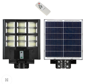 Lampa Solara Tripla LED, 600W, Telecomanda, Unghi Larg de iluminare, Autonomie extinsa, Senzor de miscare si de Lumina, Panou Solar Monocristalin