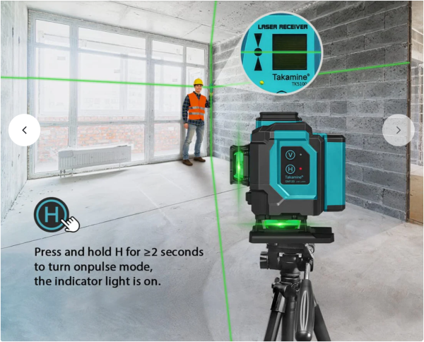 Nivela Laser 4D cu 16 Linii, Autonivelare, 2 Acumulatori, Lumina Verde, Trepied 150 cm, Telecomandă, Platformă Ridicare, Profesională - imagine 8