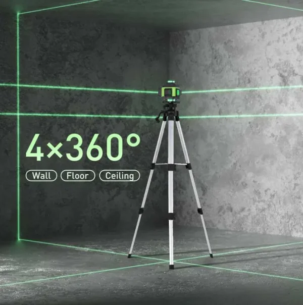 Nivela Laser 4D cu 16 Linii, Autonivelare, 2 Acumulatori, Lumina Verde, Trepied 150 cm, Telecomandă, Platformă Ridicare, Profesională - imagine 11