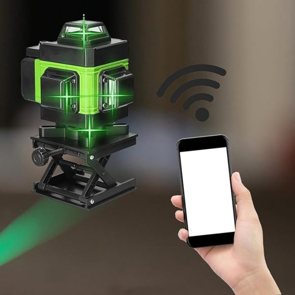 Nivela Laser 4D cu 16 Linii, Autonivelare, 2 Acumulatori, Lumina Verde, Trepied 150 cm, Telecomandă, Platformă Ridicare, Profesională - imagine 16