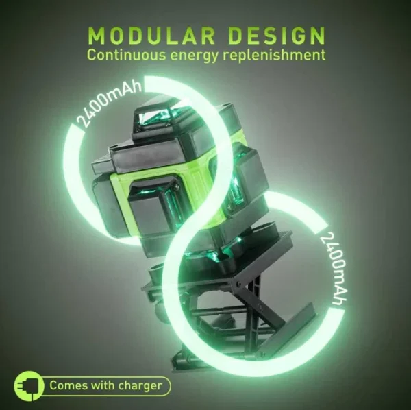 Nivela Laser 4D cu 16 Linii, Autonivelare, 2 Acumulatori, Lumina Verde, Trepied 150 cm, Telecomandă, Platformă Ridicare, Profesională - imagine 10
